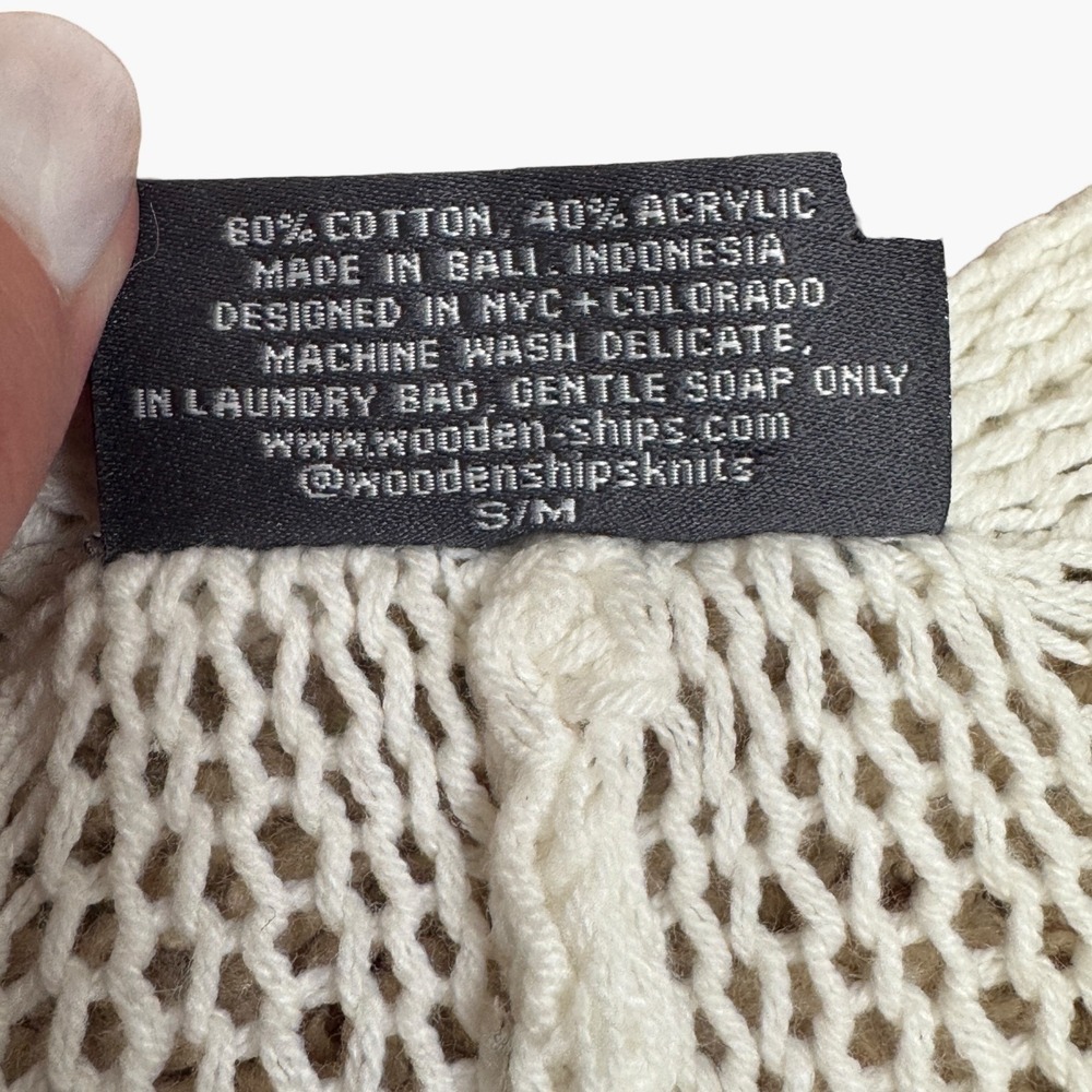 Wooden Ships White Crochet Knit Open Front Cardigan Sweater Women S M - Picture 4 of 6